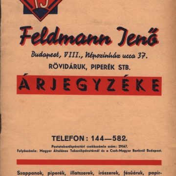 Feldmann Jenő rövidárú árjegyzéke 1937