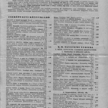 Magyar Kultúrszemle könyvjegyzék 1940