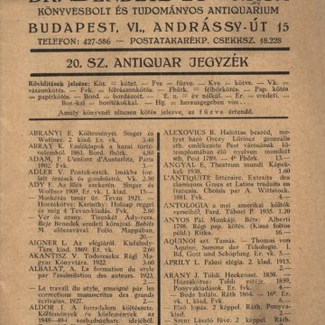 Bendetz és társa könyvárjegyzék 1942