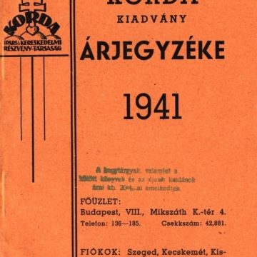 Korda kiadvány árjegyzéke 1941